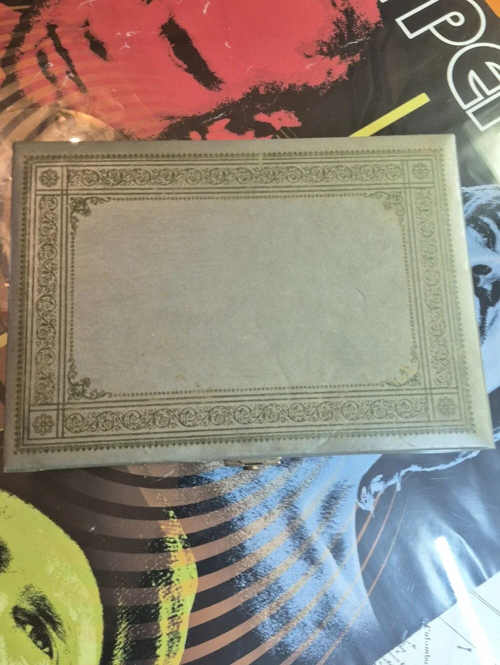 Classic Decorative Storage Box in Beige with Ornate Border